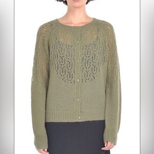 Paper Label Zane Wool & Mohair-Blend Pointelle Cardigan green size xs
